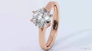 6 Claw diamond and rose gold engagement ring with a rich rose colour