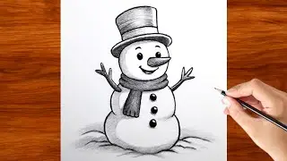 Snowman Drawing &ndash; How to Draw a Winter Picture? | Detailed and Easy Step by Step Drawing