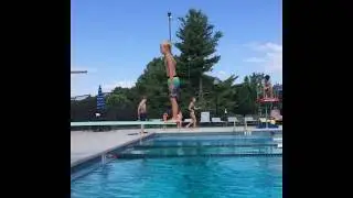 Kid tried doing a backflip on a diving board but doesn&rsquo;t make it to the water.