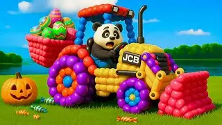 The mascot vibrato assistant JCB and Tractor placed on the football field is popular, co produced