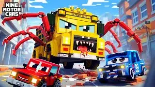 Monster Bus Head Eater In the City | Hero & Police Cars Epic City Rescue | Hero cars Mine City