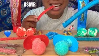 ASMR | BLUE V.S RED FOOD 💙❤️| SOUR, PACIFIER CANDY, SOUR OOZE, ROPE CANDY 🍬