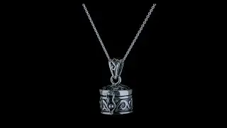 Cross Prayer Box Locket Pendant Black 925 Sterling Silver Necklace