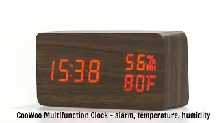 COOWOO Multi-Function Voice Control LED Digital Alarm Clock