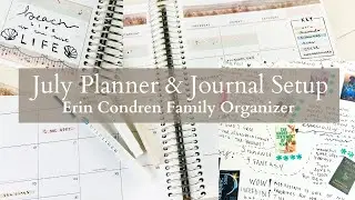 July Planner & Journal Setup |  Erin Condren Family Organizer | June Recap & Memory Keeper