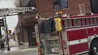 Kansas City Fire Department crews battling apartment fire in Grandview