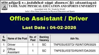 TNPESU Recruitment 2026 Non Teaching Posts -Tamil Nadu Physical Education and Sports University jobs