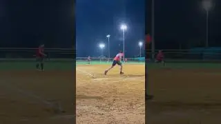 Chop swing hit right over short stop! Hit with The Miken Chaos! #slowpitch #subscribe #batting #fyp