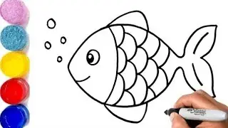 Rainbow Fish 🐟 Drawing, Painting, Coloring for kids and Toddlers | Kids Drawing Videos