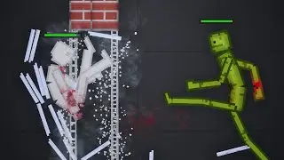 Humans Fight Against Melons with Health Bars in People Playground