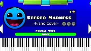 Stereo Madness - Geometry Dash (Piano Cover + ALL 3 Coins)