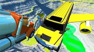 Beamng drive - Throwing Cars At The Hummer Limousine Jet | BeamNG-Destruction