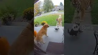 cat saving a dog from tiger  #animalcomedy #chasefootage  #police #comedychase #policeofficer