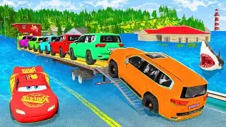 Truck + Trailer Chaos vs Speed Bumps &ndash; Crazy Physics Crashes &ndash; BEAMNG Part 1. 🚆