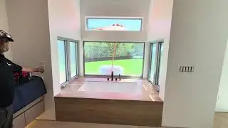 Luxury Bathroom Bay Window Transformation with Smart Shades