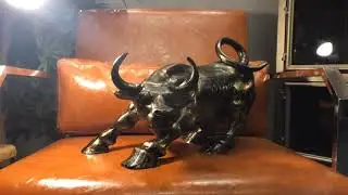 Black & Bronze Bull Sculpture