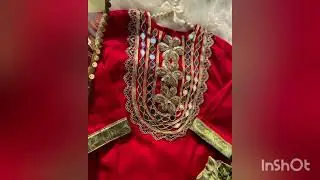 Hand made red color embroidery dress design 