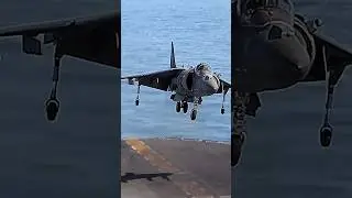 USMC AV-8B Harrier vertical take-off from the amphibious assault ship USS Bonhomme Richard #shorts