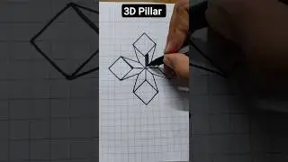 Simple Steps to Draw a 3D Black Pillar #3d #easy #drawing #black #pillar #viral #shorts