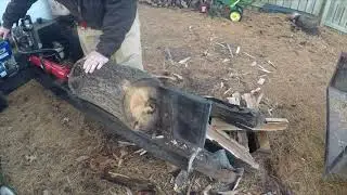 Homemade Log Splitter in action