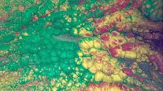 (329) Stretched Swipe No Silicone - Crazy Metallic Cells - Acrylic Pour Painting - Fluid Art