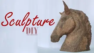 Handmade Horse Head Sculpture with recycled cardboard