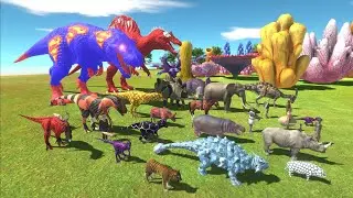 Escape from SUPERMAN T REX & SPIDERMAN SPINO - Escape from Monster - Animal Revolt Battle Simulator