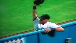 Mark Kotsay Crashes Hard Into Fence Great Play!