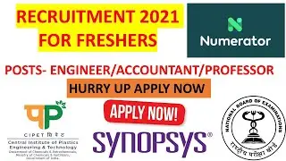 BIG UPDATE I JOBS FOR FRESHERS I CIPET I NUMERATOR I SYNOPSYS I NBES I APPLY NOW I ALL ELIGIBLE