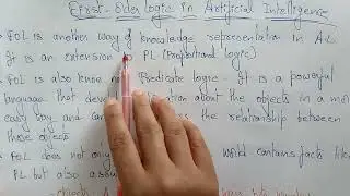 First Order Logic (FOL) | AI | Artificial Intelligence | Lec-28 | Bhanu Priya