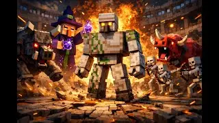 Iron Golem vs Minecraft&rsquo;s Deadliest Mobs 🛡️ | Ravager, Witches, Zoglin & Skeleton Army Arena Battle