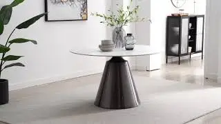 Nina White Marble Effect Round Ceramic Dining Table From Furniturebox