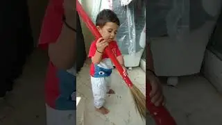 Small Vashista cleaning 🧹 Balcony #hyderabad #funny #kidsvideo