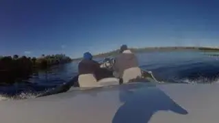 CAJUN Bass Boat w/Johnson 150hp speed run (360 Video)