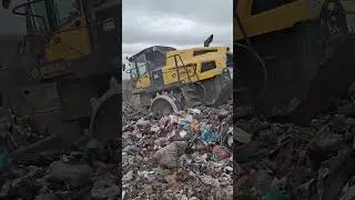 Heavy compactor wheels crushing waste nonstop #shorts #compactor #machines #industrial