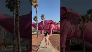 Cabazon Dinosaurs near Palm Springs #california #roadtrip #twirling #pinkdress #dinosaurs