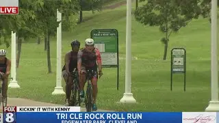Warming up for the Tri CLE Rock Roll Run