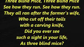3 THREE BLIND MICE see how they run Lyrics Words text trending nursey rhyme Sing along song