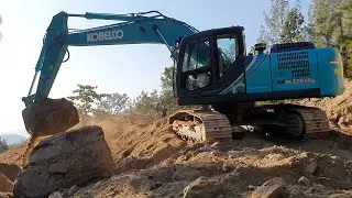 Hyundai 220 Excavator-Kobelco 220 Excavator Cutting Hill- Hilly Road Construction-Excavator Video 17