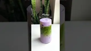Ube overload with this Ube Matcha Cold Foam latte #homecafe #ube #matcha