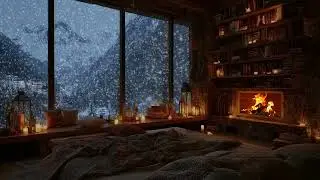 Snow Falling Beyond the Window, Fire Burning Within | Cabin ASMR Night