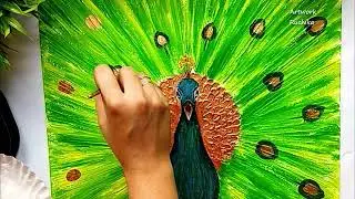 Easy Peacock Painting using Ceramic Powder/ Ceramic 3d Peacock Painting
