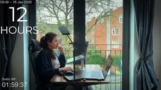 12-Hour LIVE Study With Me 🎓 | Cozy UK Ambience | Custom Pomodoro Timer | Deep Work Mode