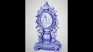 Ballpoint Drawing Tips: Podcast of a Baroque Mantle Clock