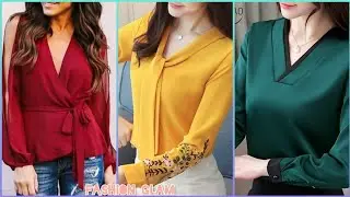 Casual Wear Plain Chiffon Top And Blouse Shirts Styles For Work Women's