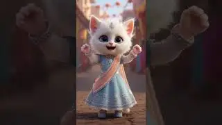 Cute Kitten Dance in Sky Blue, Pink & Dark Green Ghagras |#CuteKitten #KittenDance #ColorfulGhagra