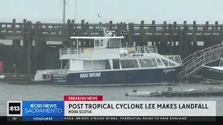 Lee makes landfall with near-hurricane strength in Canada after moving up Atlantic Ocean