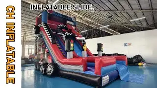 CH #inflatable #race #car theme #inflatable dry #slide  with #jumping #castle for #kids #party