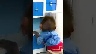 Cute baby monkey goes shopping #shorts #funny #monkeybaby #monkeybonbon #shortvideo
