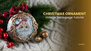 🎄 Vintage Christmas Ornament with Kitten | Decoupage & Baroque Accents DIY